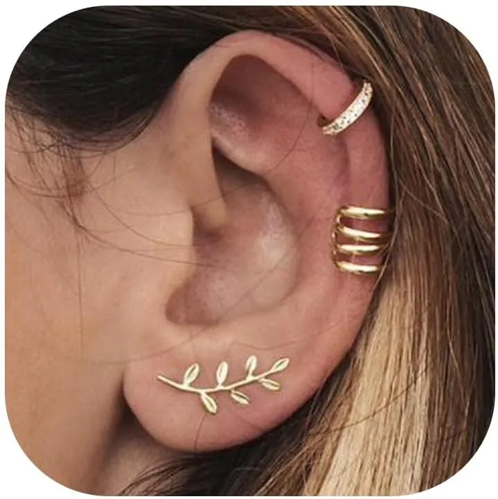 CASDAN Ear Cuffs for Women Non Piercing 14k Gold Plated Ear Cuff Earrings for Women Hypoallergenic Earring Cuffs Non Pierced Trendy Cubic Zirconia Fake Cartilage Piercing Jewelry Gifts