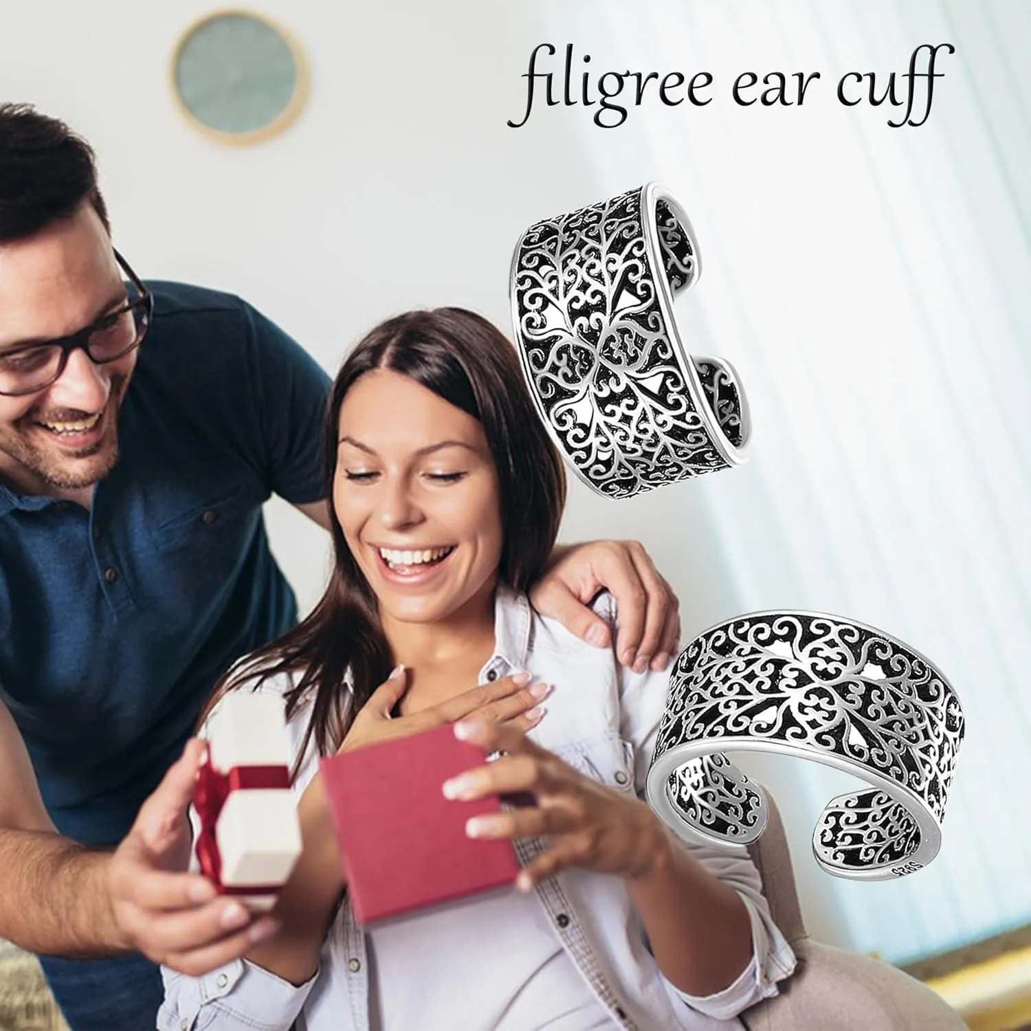 Celtic Knot/Celtic Knot/Bat/Filigree Viking Earrings 925 Sterling Silver Non Piercing Ear Cuff Earrings Cool Earring Cuff for Women Men