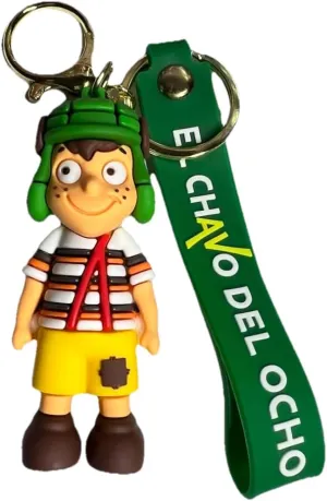 Chavo Llaveros 3D Keychain for Kids, Multicolor PVC Character Design, Split Ring Closure Keyring