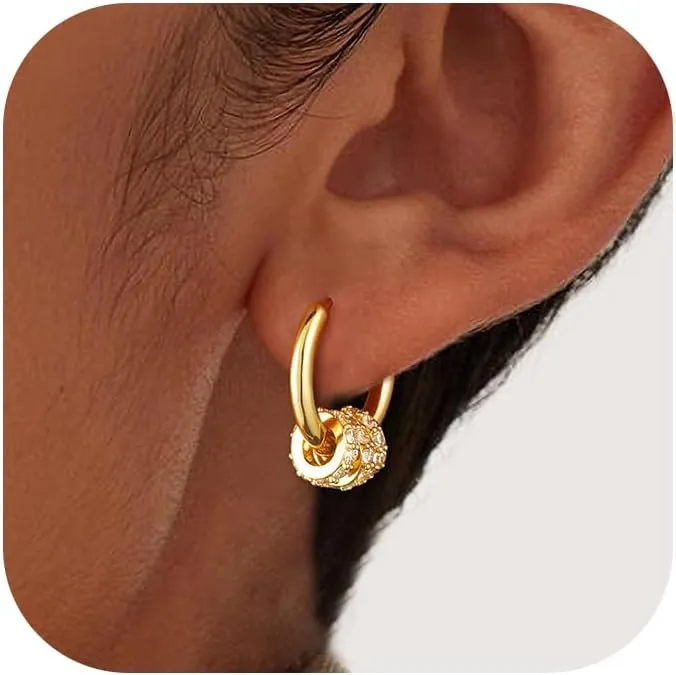 CHESKY Small Huggie Earrings for Women - 14k Gold Plated Dangle Earring for Women Hypoallergenic Cubic Zirconia Drop Hoops Minimalist Pave Huggies Earrings Bridesmaid Jewelry