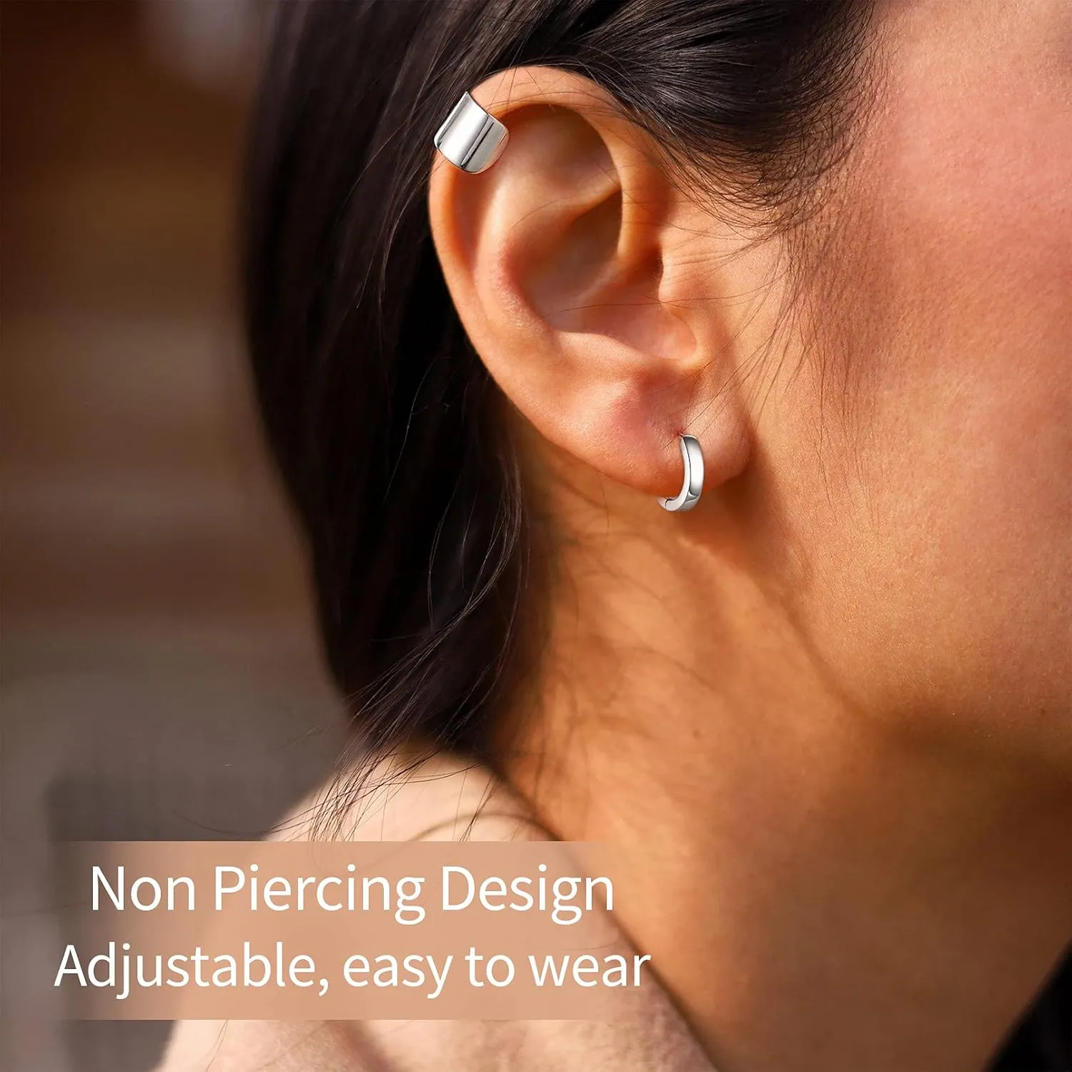 ChicSilver 925 Sterling Silver Ear Cuff Earrings Non Piercing Clip on Cartilage Cuff Earrings for Women (with Gift Box)