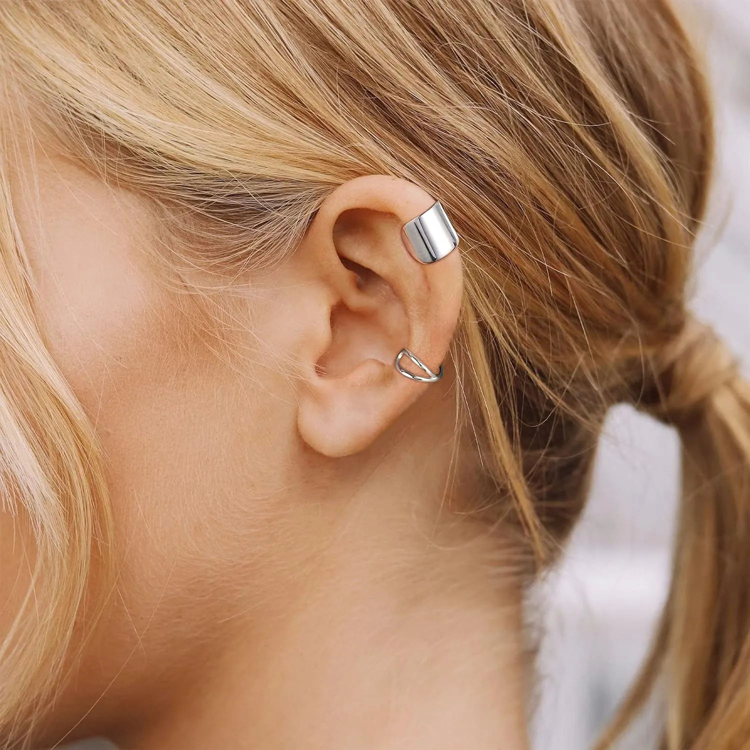 ChicSilver 925 Sterling Silver Ear Cuff Earrings Non Piercing Clip on Cartilage Cuff Earrings for Women (with Gift Box)