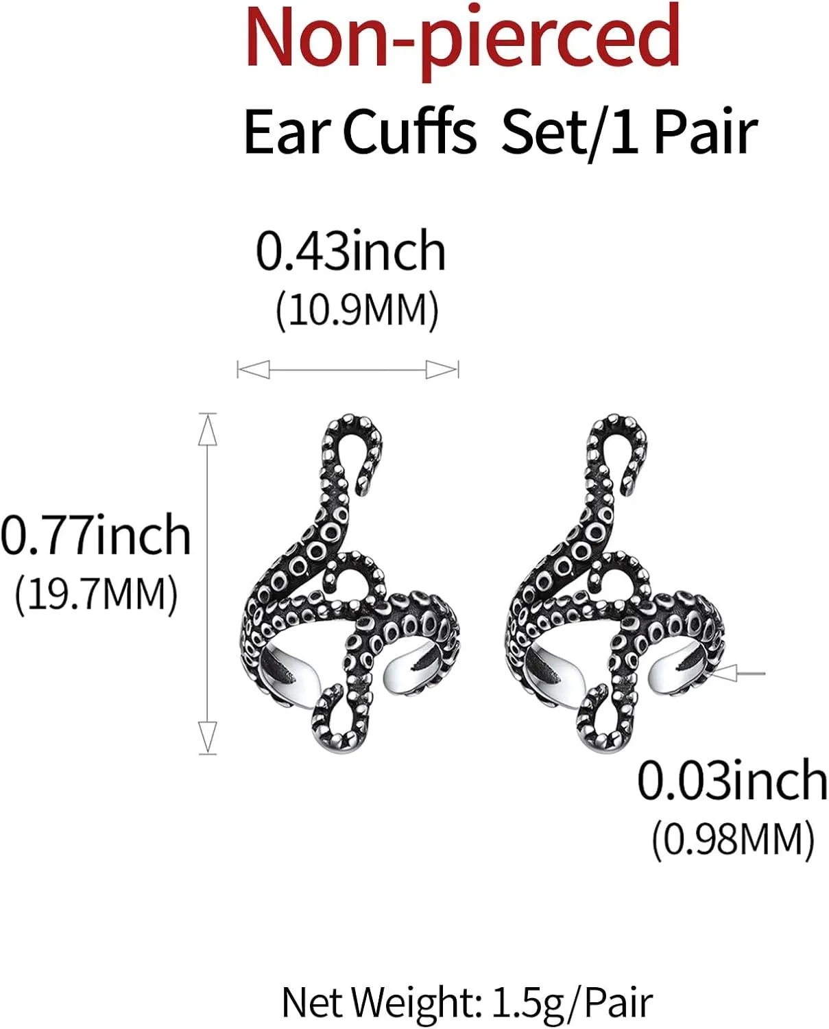 ChicSilver 925 Sterling Silver Ear Cuffs Non-Piercing Cartilage Earrings: Various Styles, Conch Cuffs (with Gift Box)