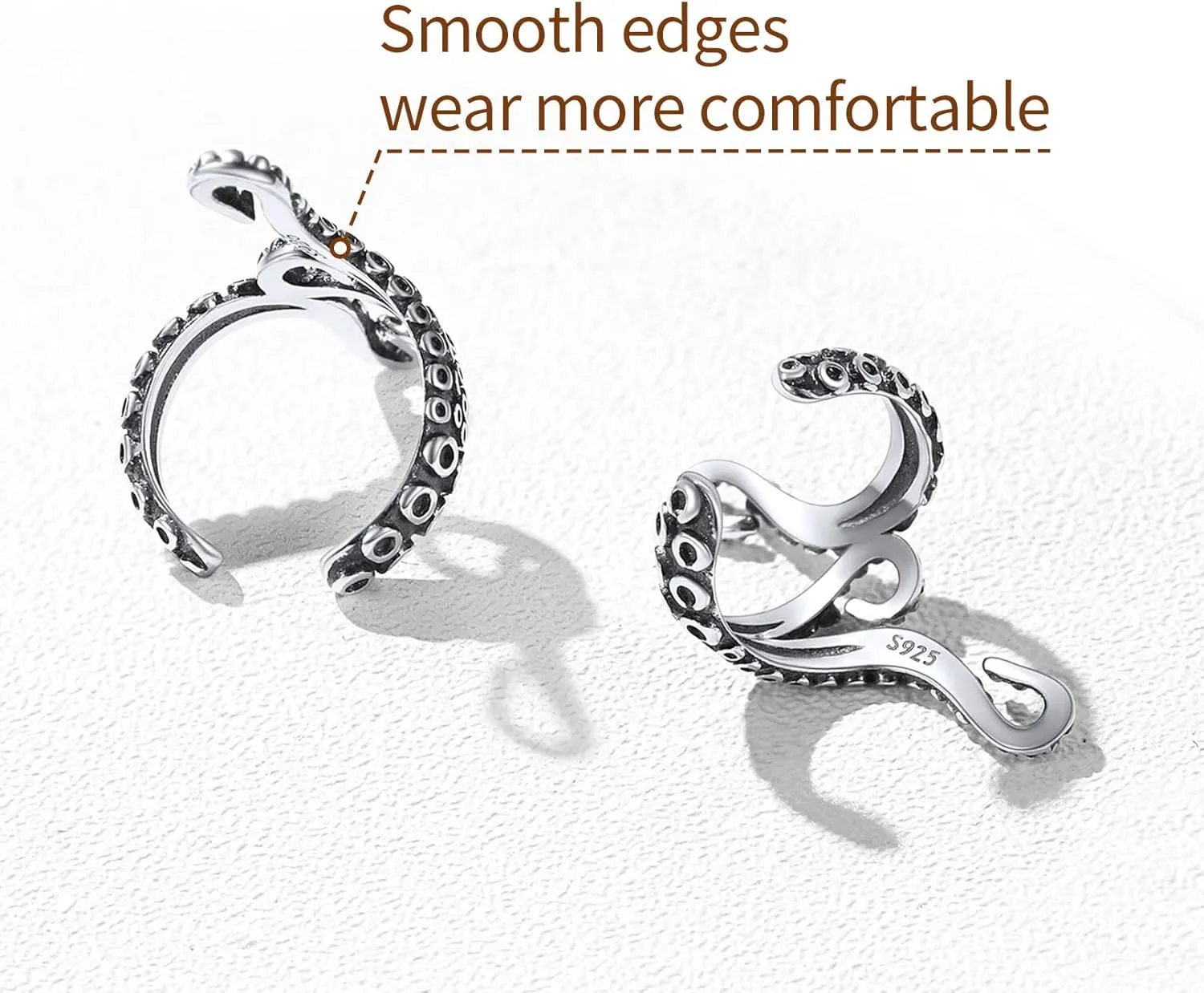 ChicSilver 925 Sterling Silver Ear Cuffs Non-Piercing Cartilage Earrings: Various Styles, Conch Cuffs (with Gift Box)