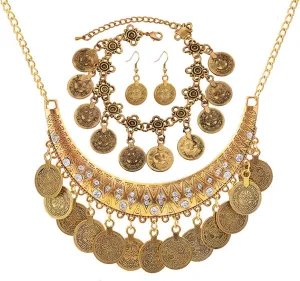 choice of all Gypsy Jewelry Set Gypsy Costume for Women Gold Coins Necklace Earrings Set Belly Dance Jewelry Accessories Egyptian Renaissance Costume