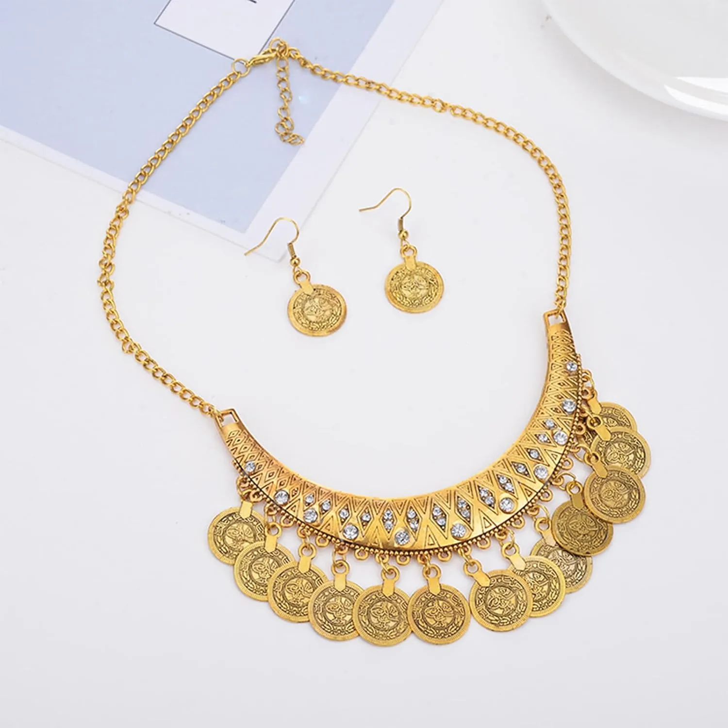 choice of all Gypsy Jewelry Set Gypsy Costume for Women Gold Coins Necklace Earrings Set Belly Dance Jewelry Accessories Egyptian Renaissance Costume