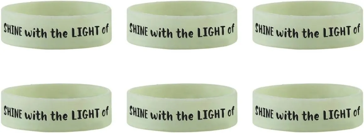 Christian Silicone Bracelet Shine with The Light of Jesus Glow in The Dark Neon Wristband, Pack of 6