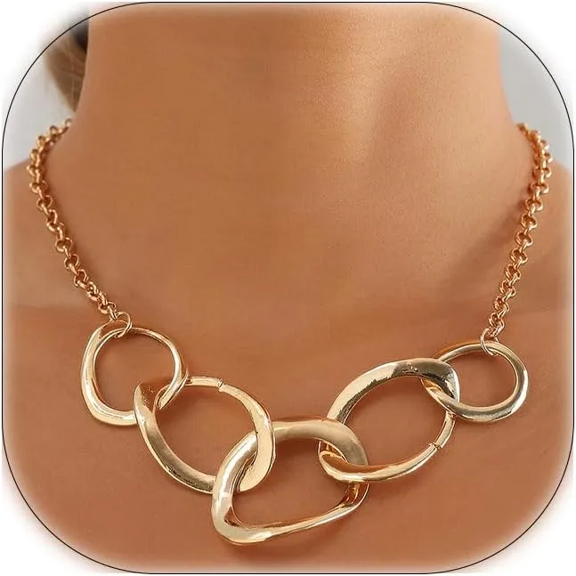 Chunky Choker Necklace for Women Punk Thick Paperclip Chain Necklace Chunky Trendy Jewelry