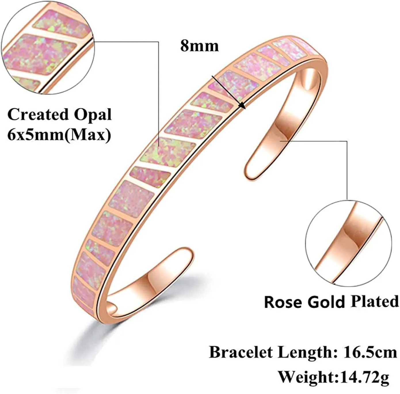 CiNily Womens Cuff Bracelet,Opal Bangle Bracelets Gold Plated Hypoallergenic Ladies Gemstone Open Cuff Bangle Bracelet