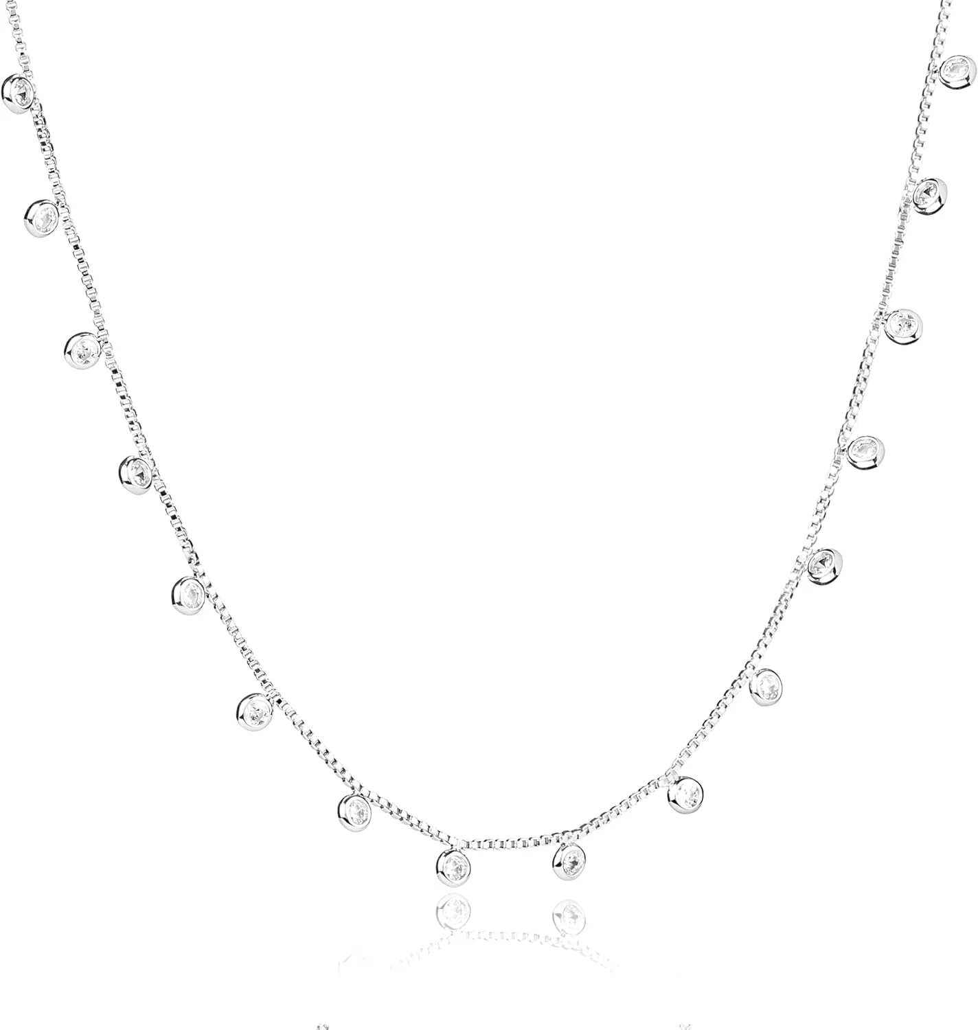 CoBi 18K Gold Silver Cubic Zirconia Station Butterfly Pendant Necklace for Women, Heart CZ Initial, Four Leaf Clover, Layered Double Cross, Chunky Cuban Link, Trendy Jewelry Everyday Wear, Gift Choice