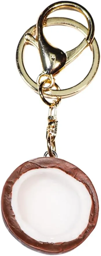 Coconut Keychain, Coconut Beach Charm Pendant for Bags, Purses, Backpacks, Summer Fruit Hawaiian Florida Souvenirs