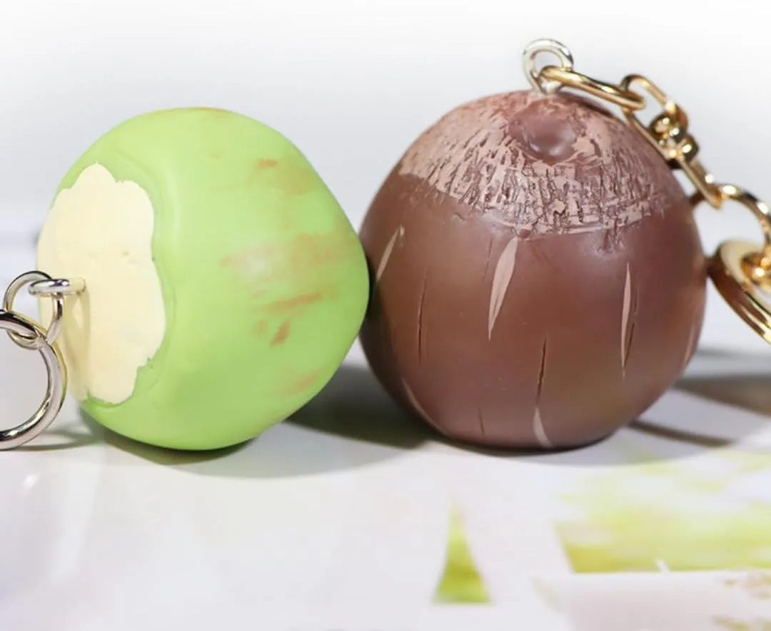 Coconut Keychain, Coconut Beach Charm Pendant for Bags, Purses, Backpacks, Summer Fruit Hawaiian Florida Souvenirs