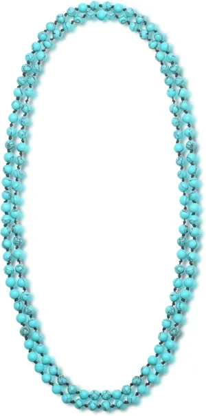 Colored Glass Beaded Sweater Necklace,Long Endless Handmade Strand Necklace Knotted Jewelry Costume 8 MM Infinity Gemstone Necklace