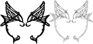 Cosplay Hairband 2 Pair Elf Ear Cuffs Handmade Clip- on Earrings Butterfly Cuff Wrap Earrings for Women Pearl Wing Fairy Halloween Cosplay Costume Wedding Jewelry Fairy Ears