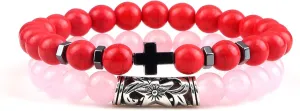 Cross Bracelets Set Hot Men Natural Wood Beads Lava Tiger Eye Stone Onyx Meditation Prayer Bracelet Women Yoga Jewelry Pulseras,Set 22