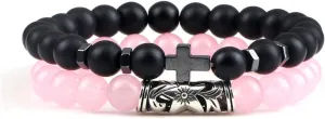 Cross Bracelets Set Hot Men Natural Wood Beads Lava Tiger Eye Stone Onyx Meditation Prayer Bracelet Women Yoga Jewelry Pulseras,Set 9