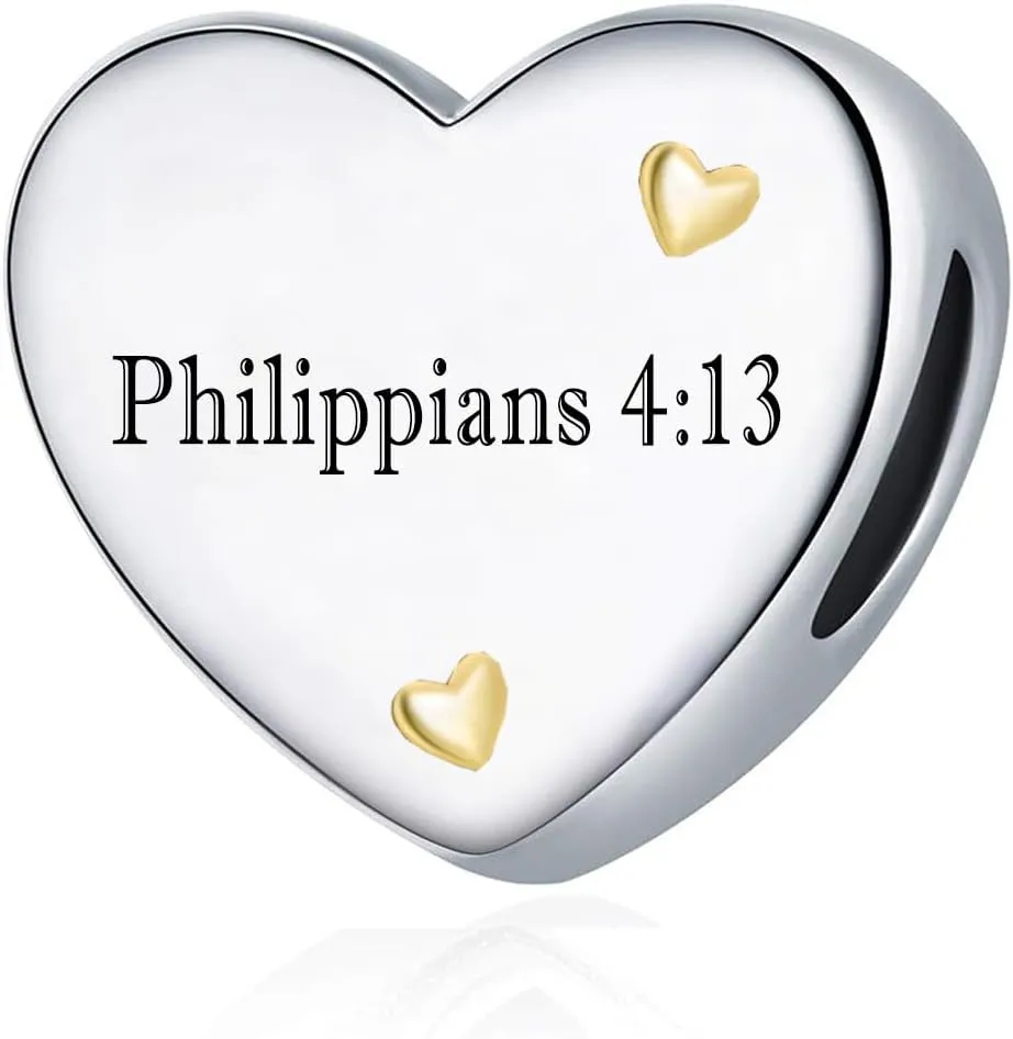 Cross Heart Charm for Pandora Bracelets Christian Bible Verse Charms Prayer Faith Religious Gifts for Women