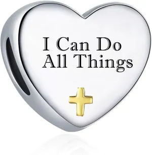 Cross Heart Charm for Pandora Bracelets Christian Bible Verse Charms Prayer Faith Religious Gifts for Women