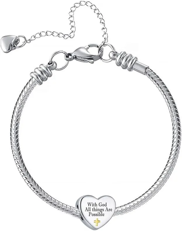 Cross Heart Charm for Pandora Bracelets Christian Bible Verse Charms Prayer Faith Religious Gifts for Women