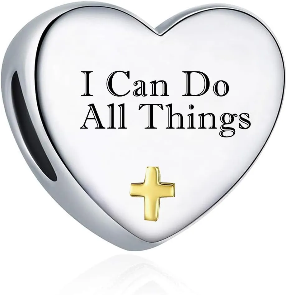 Cross Heart Charm for Pandora Bracelets Christian Bible Verse Charms Prayer Faith Religious Gifts for Women