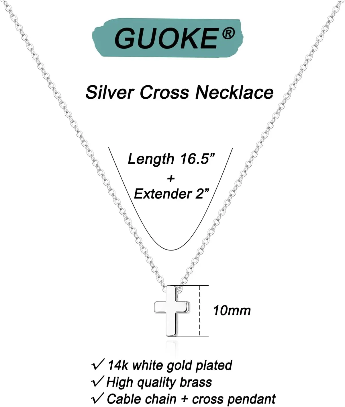 Cross Necklace for Women, Gold/Silver Cross Necklace 14K Gold/White Gold Plated Dainty Necklace Simple Jewelry for Women