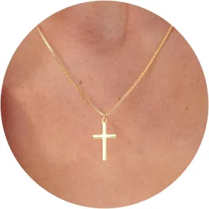 Cross Necklace for Women, Gold/Silver Cross Necklace 14K Gold/White Gold Plated Dainty Necklace Simple Jewelry for Women