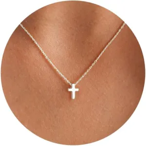 Cross Necklace for Women, Gold/Silver Cross Necklace 14K Gold/White Gold Plated Dainty Necklace Simple Jewelry for Women