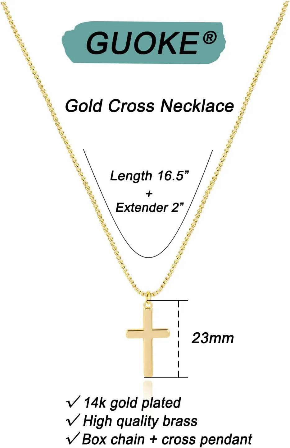 Cross Necklace for Women, Gold/Silver Cross Necklace 14K Gold/White Gold Plated Dainty Necklace Simple Jewelry for Women