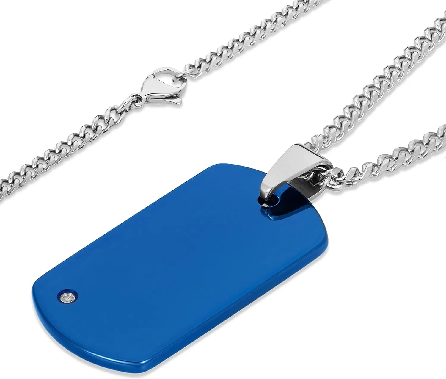 Crucible Polished Diamond Accent Tungsten Carbide Dog Tag Pendant - 24"
