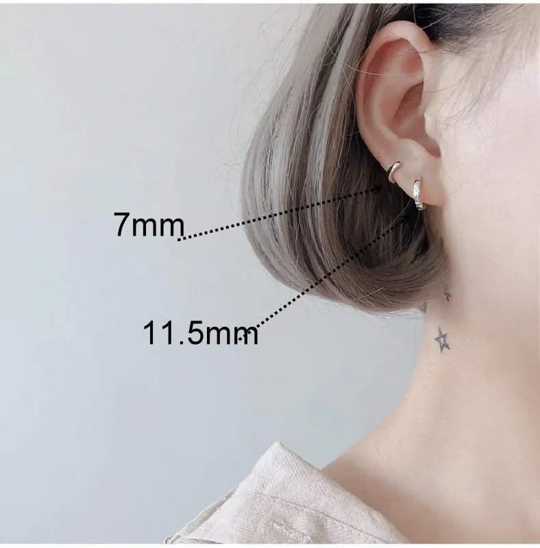 Cuff Tiny Small Hoop Earrings for Women Teen Girls Cartilage Sterling Silver Dainty Minimalist Unisex Huggie Sleeper Hoops Hypoallergenic Fashion Jewelry 4 Sizes