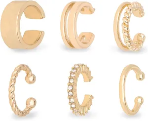 CURASA Ear Cuffs For Women Gold Non Piercing Ear Clips Cartilage Earrings Adjustable Fake Earrings Sets For Teen Girl Trendy Cubic Zirconia Huggie Hoop Lightweight Jewelry Gift
