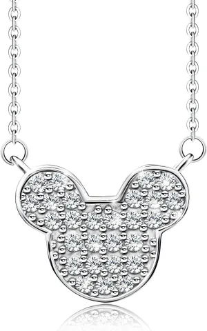Cute Necklace for Girls Teens Women - Sterling Silver Mouse Pendant Necklace Hypoallergenic Cubic Zirconia Adjustable Dainty Lovely Necklace Fashion Jewelry Adorable Gifts for Christmas Daughter