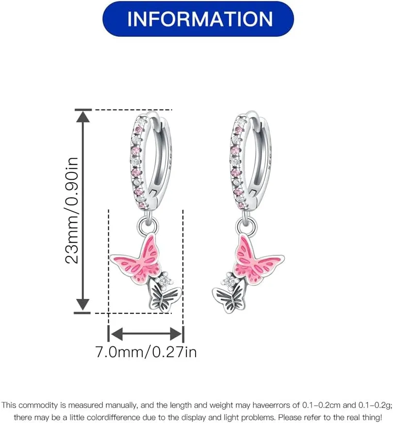 Cycuff 925 Sterling Silver Hoop Earrings Colorful Cubic Zirconia Jewelry Drop Earrings for Women Set Earring Gifts for Her