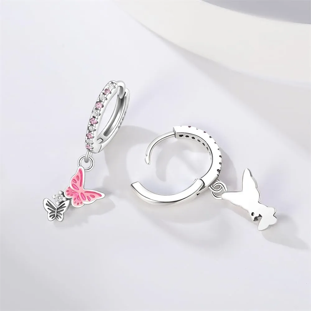 Cycuff 925 Sterling Silver Hoop Earrings Colorful Cubic Zirconia Jewelry Drop Earrings for Women Set Earring Gifts for Her