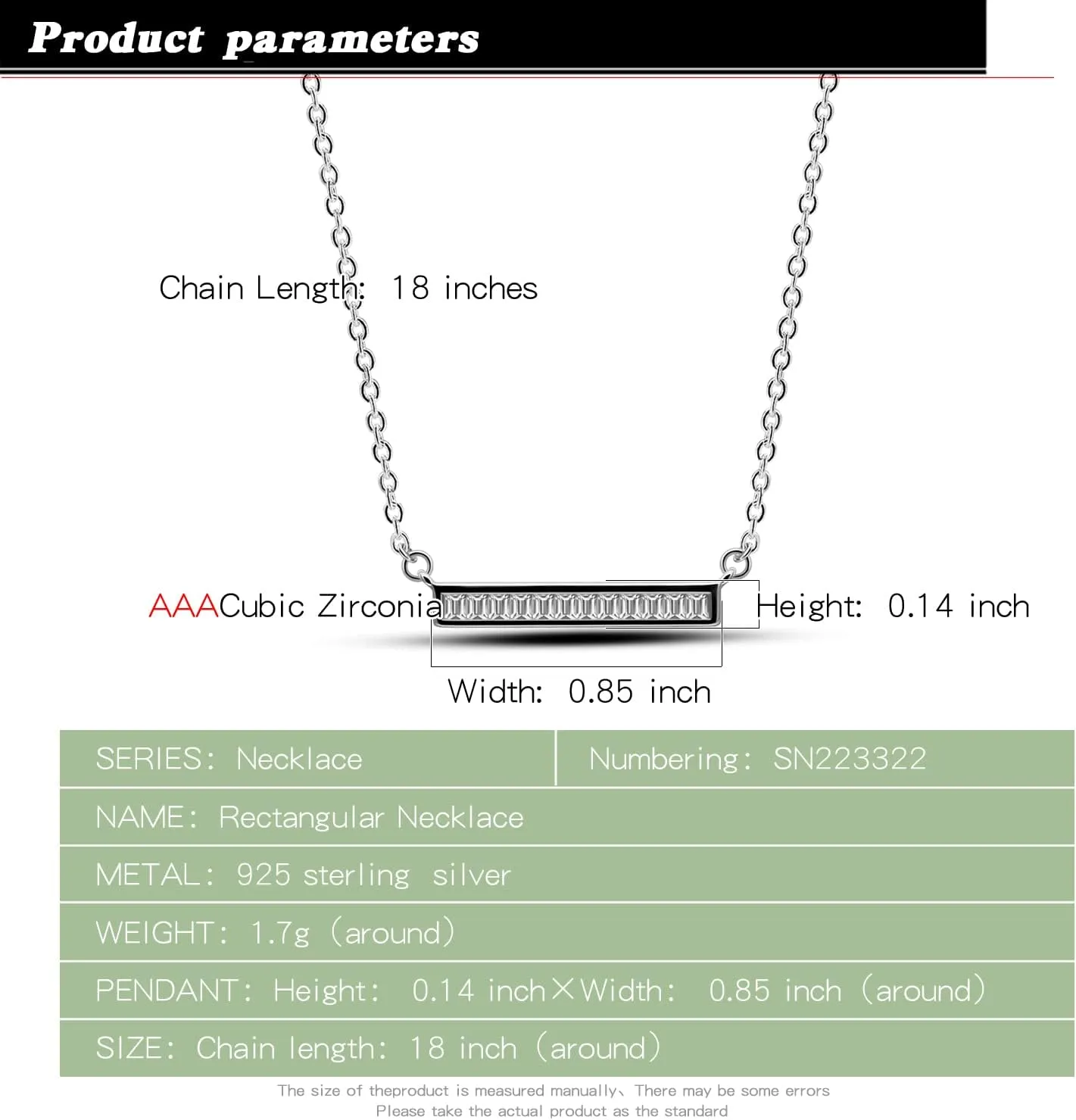 Dainty 925 Sterling Silver Cubic Zirconia Pendant Necklace Women Horizontal bar Letter Number Plant Flower Choker 18" Fine Jewelry Gifts for Wife Her
