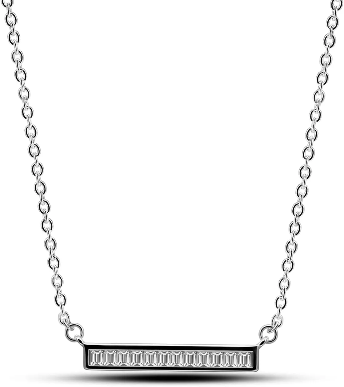Dainty 925 Sterling Silver Cubic Zirconia Pendant Necklace Women Horizontal bar Letter Number Plant Flower Choker 18" Fine Jewelry Gifts for Wife Her