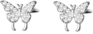 Dainty Butterfly Ear Cuffs Stud Earrings 925 Sterling Silver for Women Fashion Crystal CZ Non Piercing Clip On Cartilage Studs Earring Wraps Wedding Jewelry Gifts Hypoallergenic