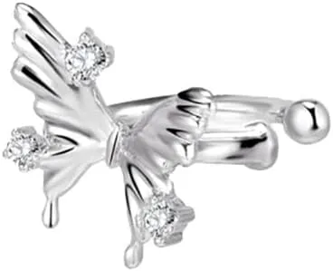 Dainty Butterfly Liquid Ear Cuff Cartilage Non Piercing Clip On Earring Crystal Cubic Zirconia Open Fake Huggie Hoops Wrap Earrings Cute Jewelry Gifts for Women Girls Girlfriend