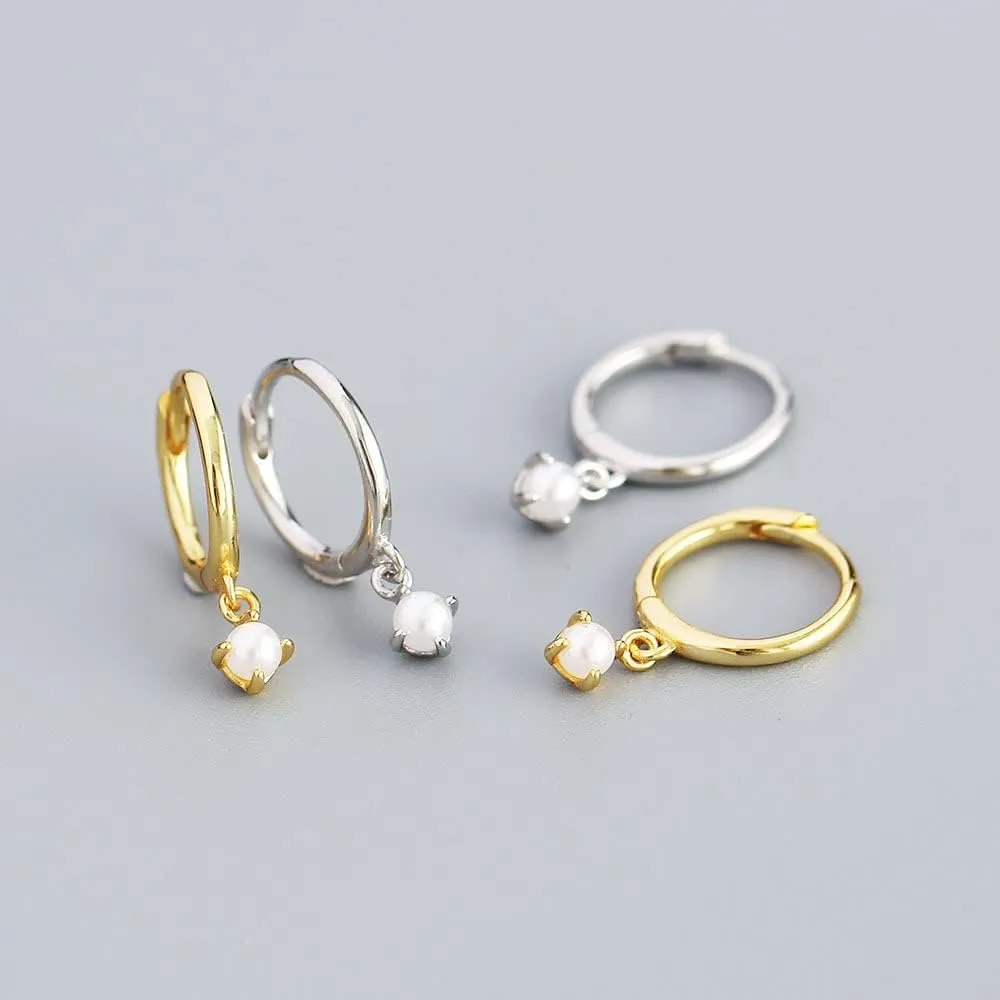 Dainty Dangle Hoop Earring for Women - Small Huggie Hoop Earrings Sets with Butterfly, Bee, Key Charm in 925 Sterling Silver or 18K Gold Plated