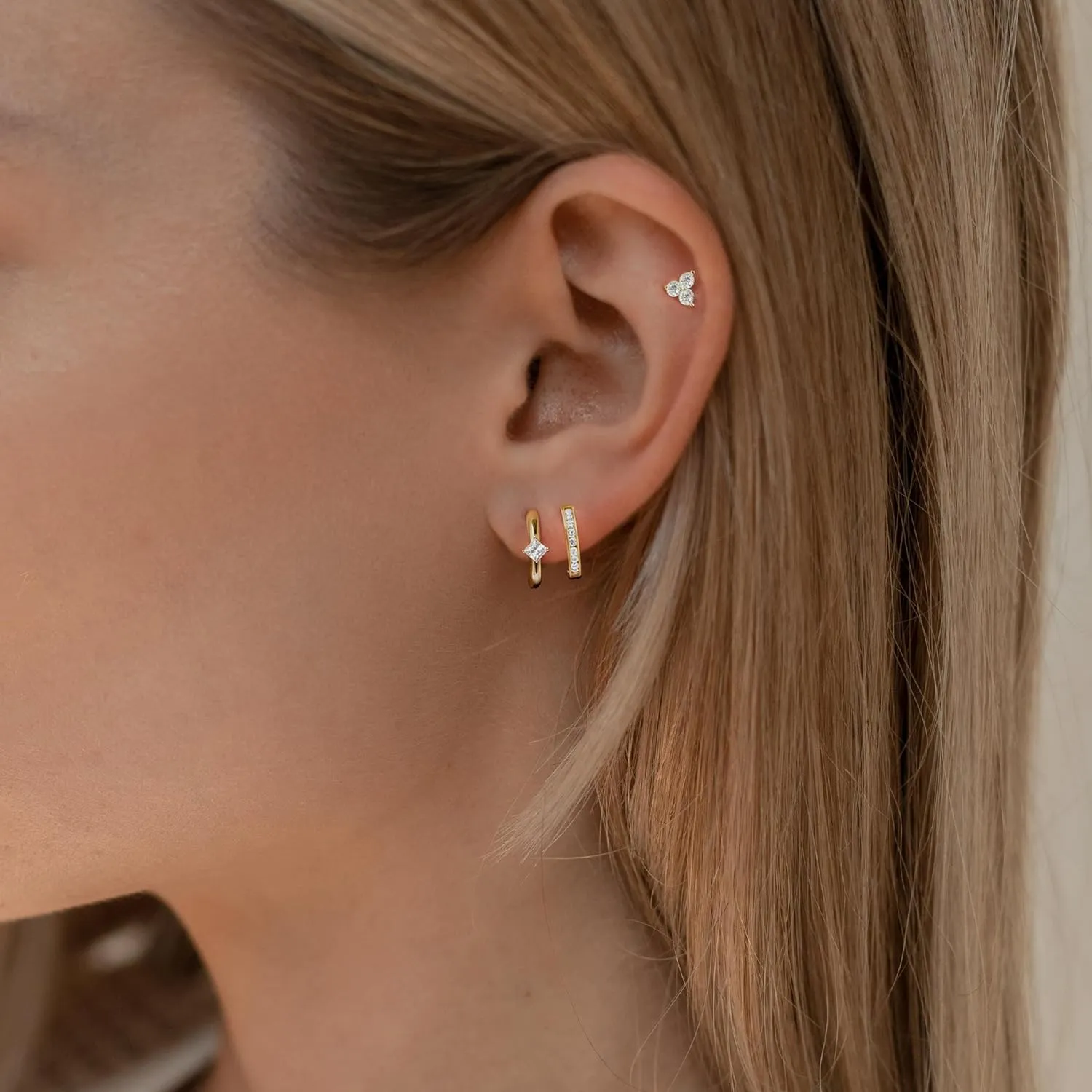 Dainty Gold Earrings Set, 14K Gold Plated Small CZ Star Butterfly Stud & Hoop Earrings - Hypoallergenic, Trendy Gifts for Her