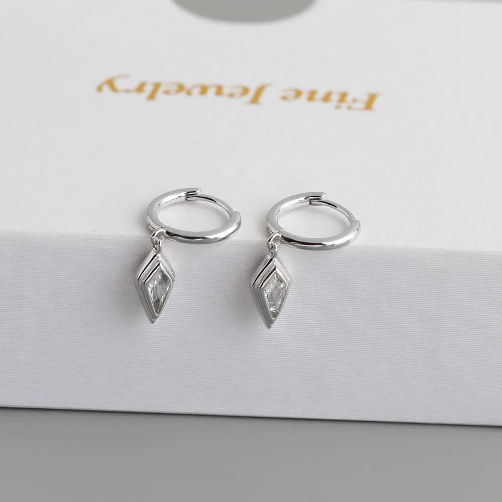 Dainty Huggie Hoop Earrings with Dangle for Women, Solid 925 Sterling Silver Small Huggie Earring with Drop Charms Jewelry Gift for Her