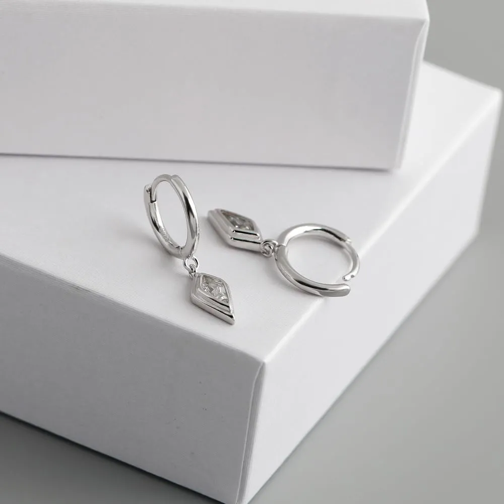 Dainty Huggie Hoop Earrings with Dangle for Women, Solid 925 Sterling Silver Small Huggie Earring with Drop Charms Jewelry Gift for Her