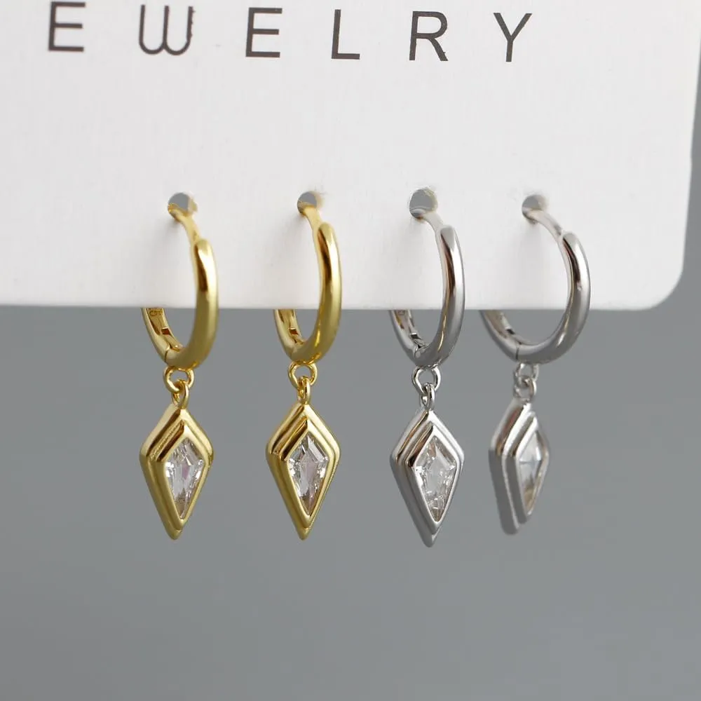 Dainty Huggie Hoop Earrings with Dangle for Women, Solid 925 Sterling Silver Small Huggie Earring with Drop Charms Jewelry Gift for Her