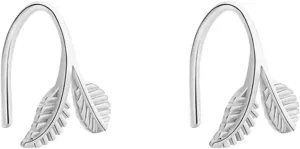 Dainty Leaf Earrings 925 Sterling Silver Open Huggie Hoop Earrings Simple Half Hoop No Back Earrings for Women