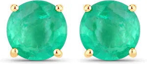 Dazzlingdaimonds Jewels 1.00Ctw Round Cut Emerald Engagement Wedding Push Back Stud Earrings 14K Yellow Gold Plated