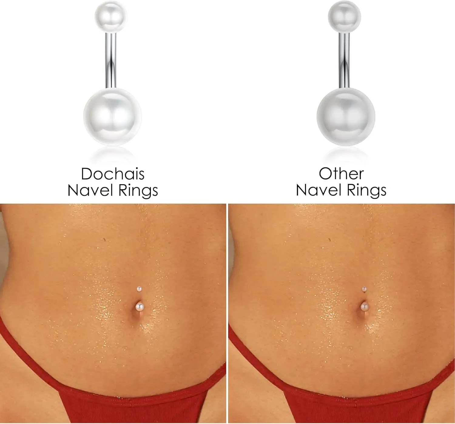 Dochais 8Pcs Surgical Stainless Steel Belly Button Rings for Women - Cute Pink Butterfly Cubic Zirconia Heart Body Piercing Jewelry
