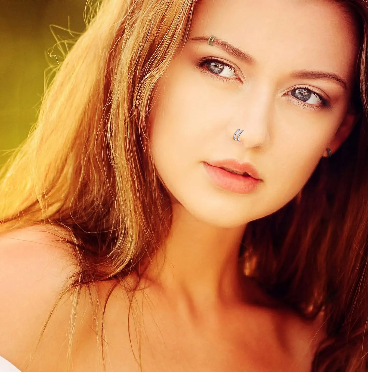 Double Nose Ring for Single Piercing Stainless Steel Left and Right Double Hoop Nose Ring Spiral Nose Hoops for Women Men