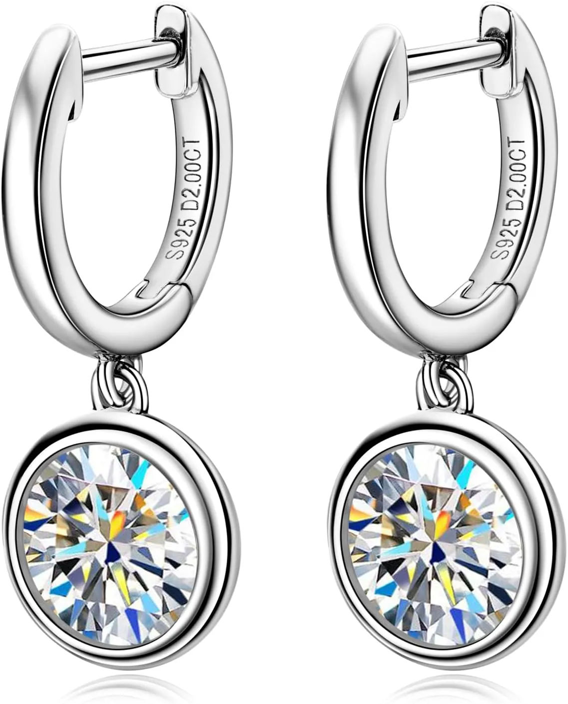 Drop Dangle Moissanite Earrings for Women Sterling Silver Huggie Hoop Hypoallergenic Earingings for Sensitive Ears, 18K Gold Plated Jewelry Gifts for Anniversary Birthday