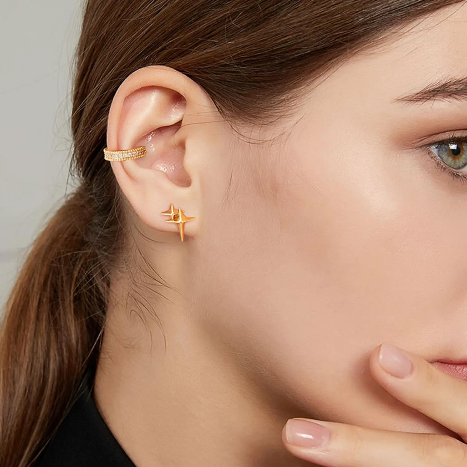 Ear Cuff Earrings for Women Non Piercing 14K Gold Plated Ears Clip on Cartilage Earrings Fake Earrings Handmade Hypoallergenic Jewelry - Pair of Twist Split Snake Earrings