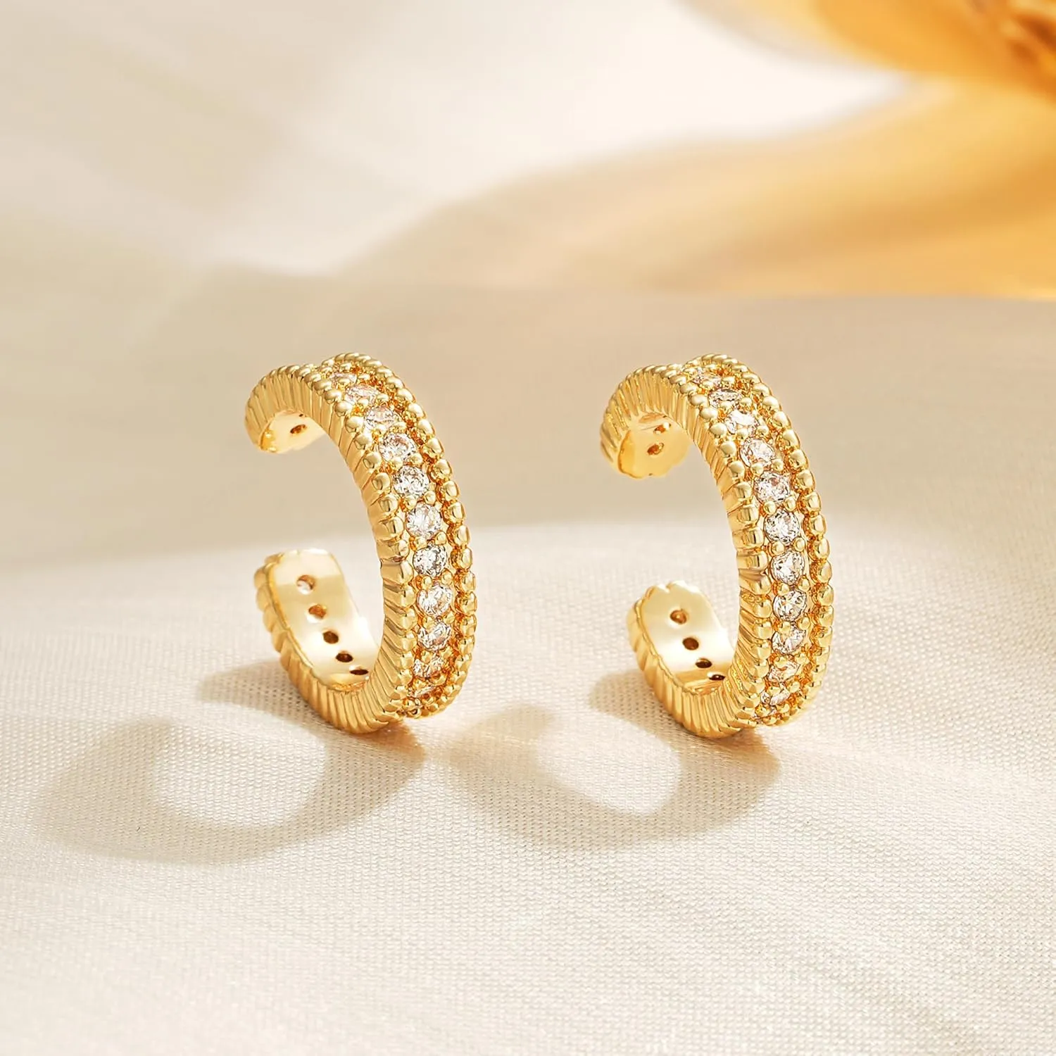 Ear Cuff Earrings for Women Non Piercing 14K Gold Plated Ears Clip on Cartilage Earrings Fake Earrings Handmade Hypoallergenic Jewelry - Pair of Twist Split Snake Earrings
